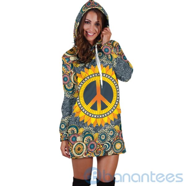 Peace Mandala Hoodie Dress For Women Product Photo