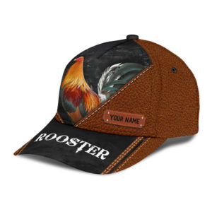 Personalized Beautiful Rooster Leather Over Printed 3D Cap Product Photo