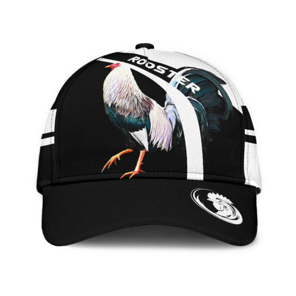 Personalized Black And White Rooster Printed 3D Cap Product Photo