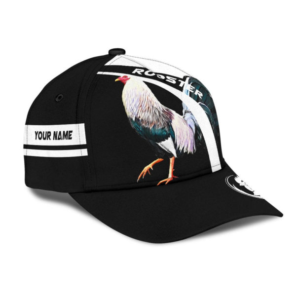 Personalized Black And White Rooster Printed 3D Cap Product Photo