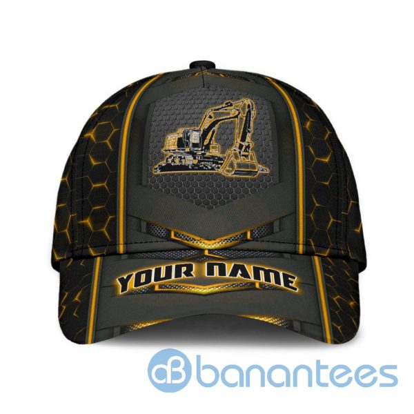 Personalized Excavator Heavy Equipment Black And Yellow 3D Cap Product Photo