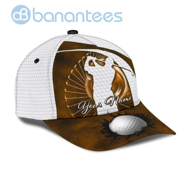Personalized Golf Orange Color Golf All Over Printed 3D Cap Product Photo