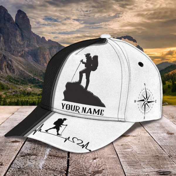 Personalized Hiking Balck and White All Over Print Cap Product Photo