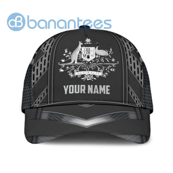 Personalized Name Australia Black All Over Printed 3D Cap Product Photo