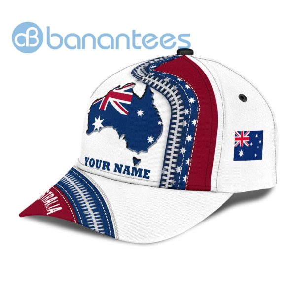 Personalized Name Australia White All Over Printed 3D Cap Product Photo