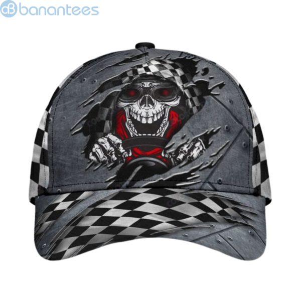 Personalized Name Biker All Over Printed 3D Cap Skull Rider Product Photo