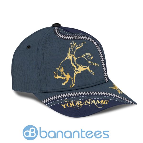 Personalized Name Bull Riding All Over Printed 3D Cap Product Photo