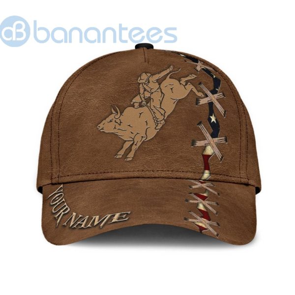 Personalized Name Bull Riding All Over Printed 3D Cap American Bull Rider Product Photo