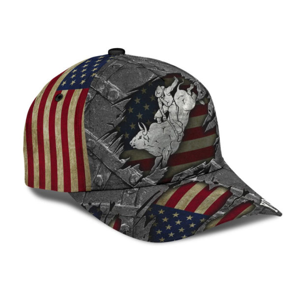 Personalized Name Bull Riding All Over Printed 3D Cap American Bull Rider Product Photo