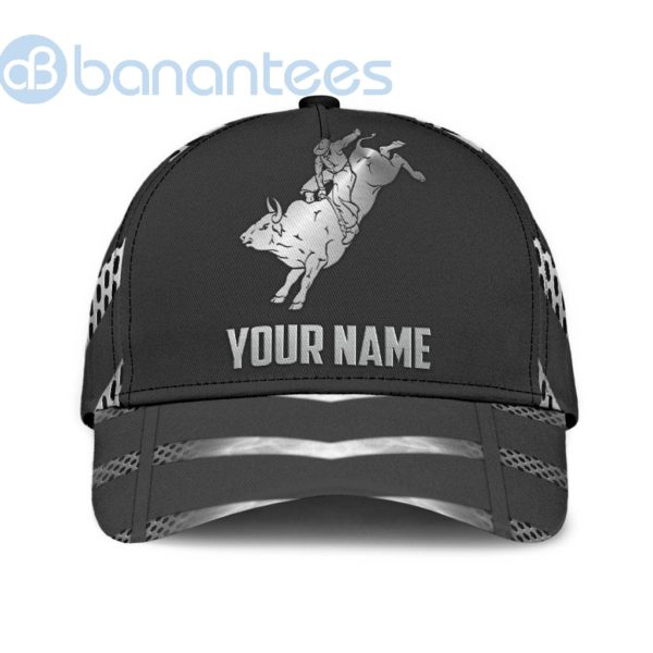 Personalized Name Bull Riding All Over Printed 3D Cap Metal Pattern Product Photo