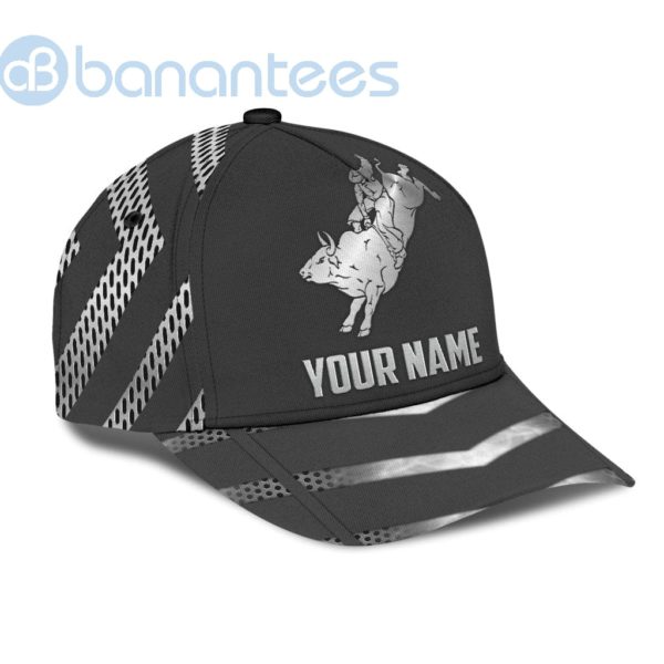 Personalized Name Bull Riding All Over Printed 3D Cap Metal Pattern Product Photo