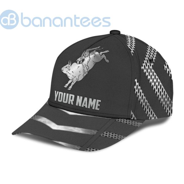 Personalized Name Bull Riding All Over Printed 3D Cap Metal Pattern Product Photo
