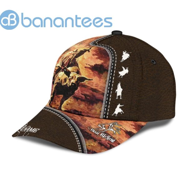 Personalized Name Bull Riding All Over Printed 3D Cap Rodeo Art Product Photo