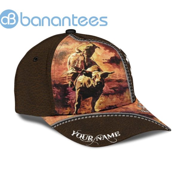Personalized Name Bull Riding All Over Printed 3D Cap Rodeo Art Product Photo