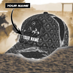Personalized Name Bull Riding All Over Printed 3D Cap Team Roping Black Product Photo
