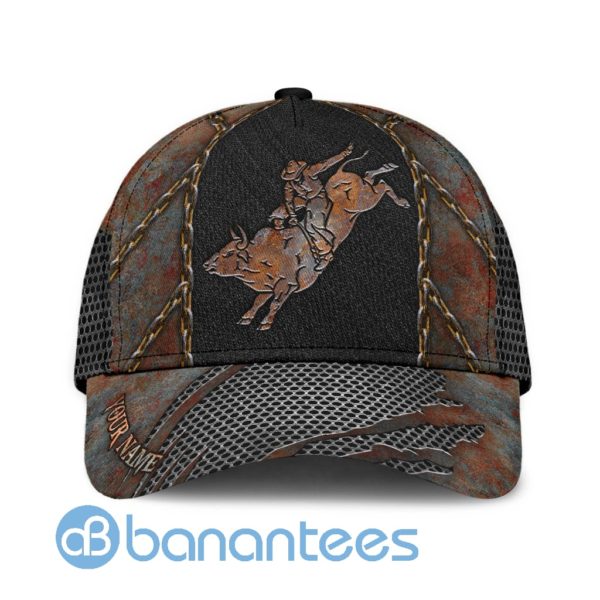 Personalized Name Bull Riding All Over Printed 3D Cap Vintage Product Photo