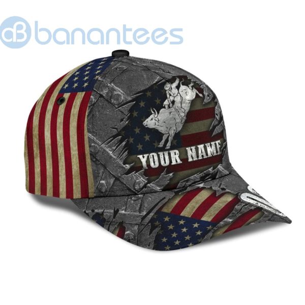 Personalized Name Bull Riding American Flag Bull Rider All Over Printed 3D Cap Product Photo