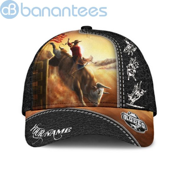 Personalized Name Bull Riding Black All Over Printed 3D Cap Product Photo