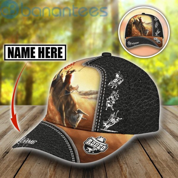 Personalized Name Bull Riding Black All Over Printed 3D Cap Product Photo