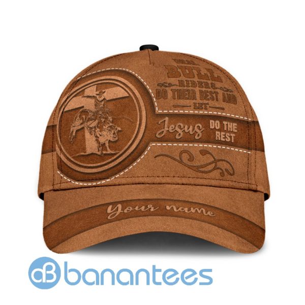 Personalized Name Bull Riding Jesus All Over Printed 3D Cap Product Photo