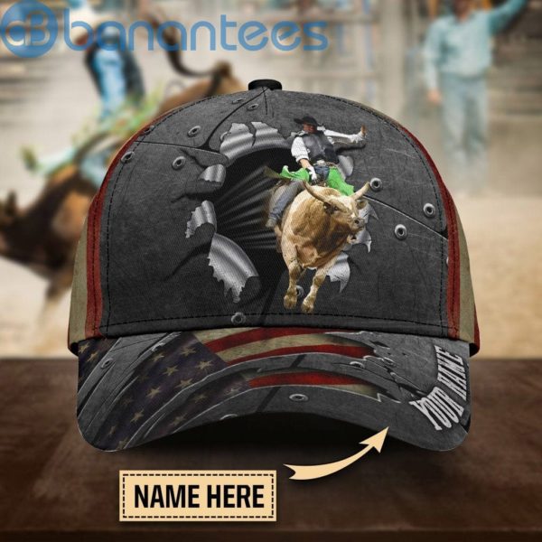Personalized Name Bull Riding Jump On All Over Printed 3D Cap Product Photo