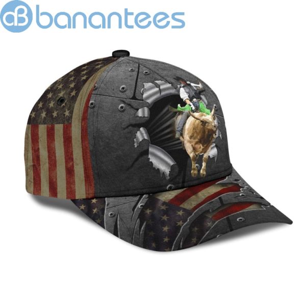 Personalized Name Bull Riding Jump On All Over Printed 3D Cap Product Photo