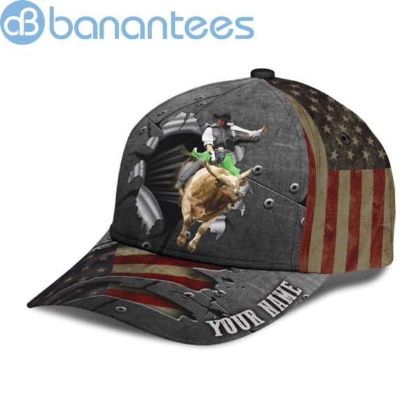 Personalized Name Bull Riding Jump On All Over Printed 3D Cap Product Photo
