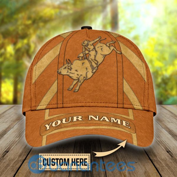 Personalized Name Bull Riding Light Color All Over Printed 3D Cap Product Photo