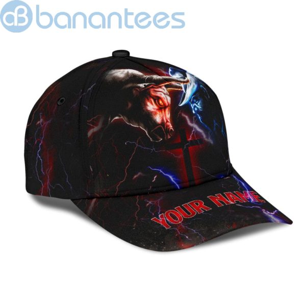 Personalized Name Bull Riding Neon Light All Over Printed 3D Cap Product Photo