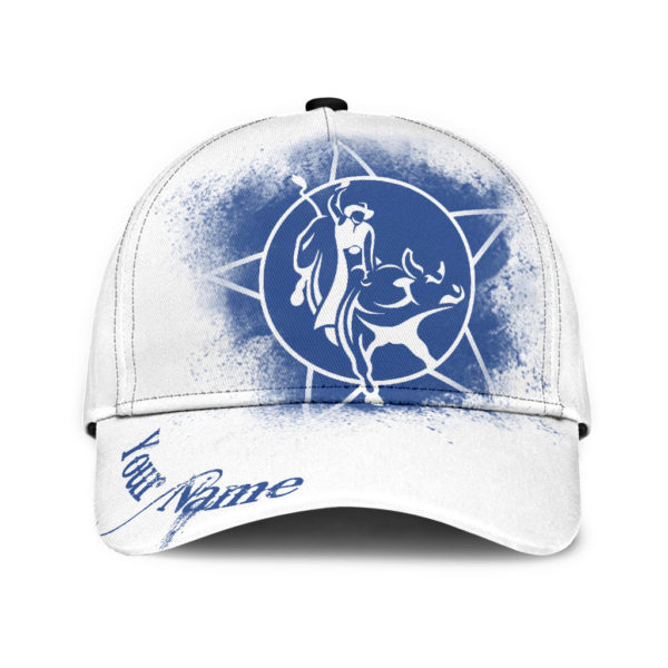 Personalized Name Bull Riding White All Over Printed 3D Cap Product Photo