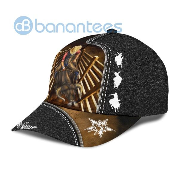 Personalized Name Bull Riding White All Over Printed 3D Cap Product Photo