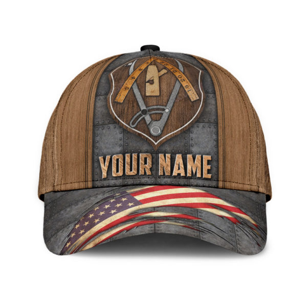 Personalized Name Carpenter America Flag Iron All Over Printed 3D Cap Product Photo
