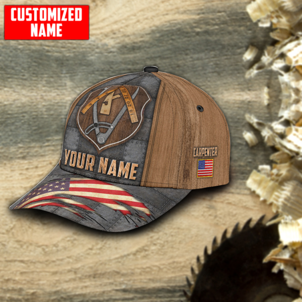 Personalized Name Carpenter America Flag Iron All Over Printed 3D Cap Product Photo
