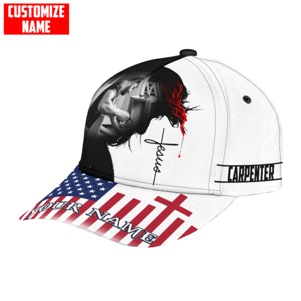 Personalized Name Carpenter Jesus All Over Printed 3D Cap Product Photo