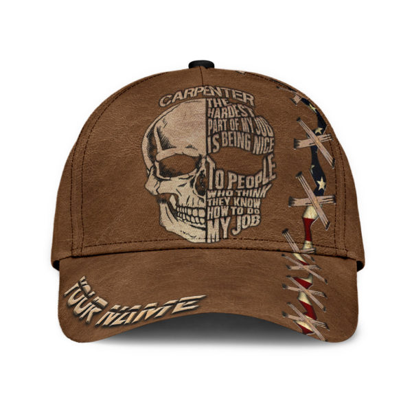 Personalized Name Carpenter Skull All Over Printed 3D Cap Product Photo
