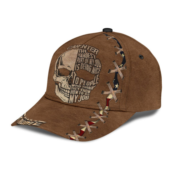 Personalized Name Carpenter Skull All Over Printed 3D Cap Product Photo