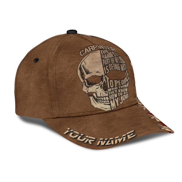 Personalized Name Carpenter Skull All Over Printed 3D Cap Product Photo