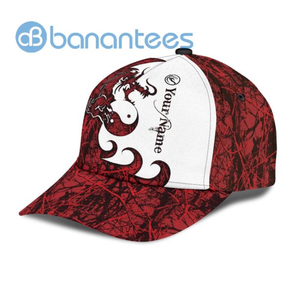 Personalized Name Dragon Red And White All Over Printed 3D Cap Product Photo