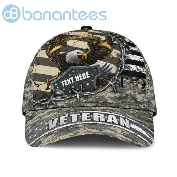 Personalized Name Eagle Veteran Army Camo Cap Product Photo