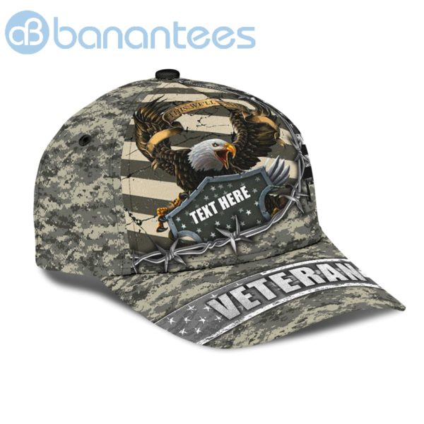 Personalized Name Eagle Veteran Army Camo Cap Product Photo