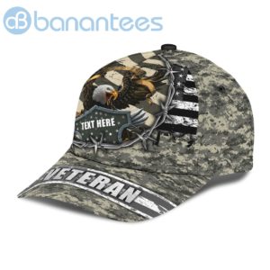 Personalized Name Eagle Veteran Army Camo Cap Product Photo
