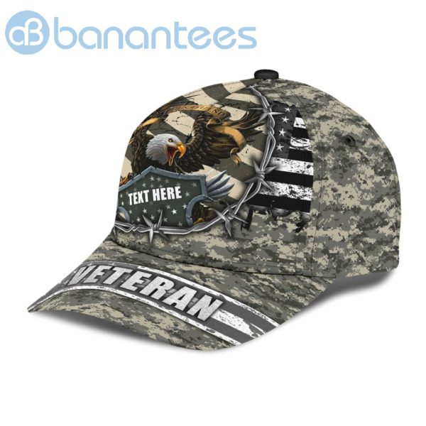 Personalized Name Eagle Veteran Army Camo Cap Product Photo