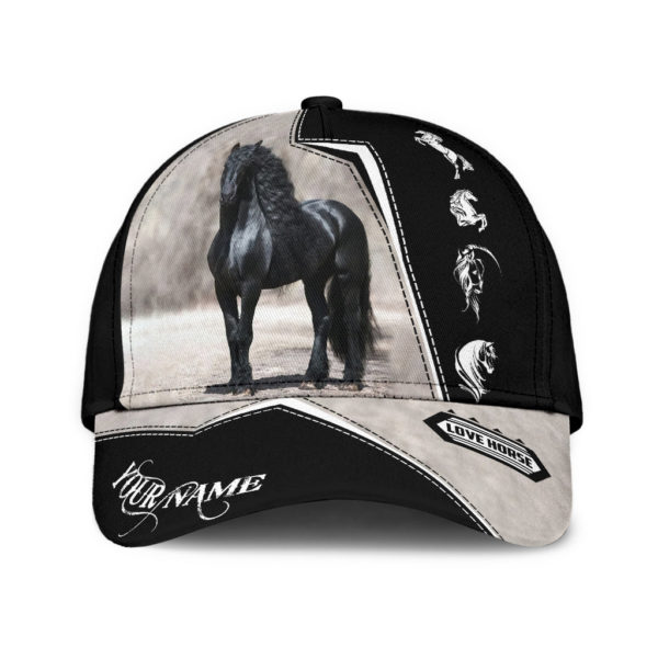Personalized Name Friesian Horse All Over Printed 3D Cap Product Photo