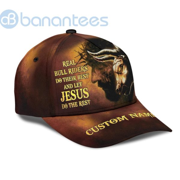Personalized Name Jesus Bull Riding All Over Printed 3D Cap Product Photo
