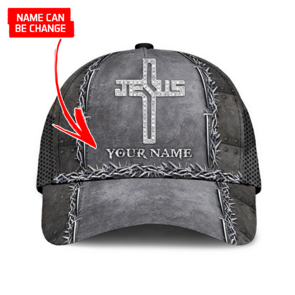Personalized Name Jesus Is My Savioriamond Cross All Over Printed 3D Cap Product Photo