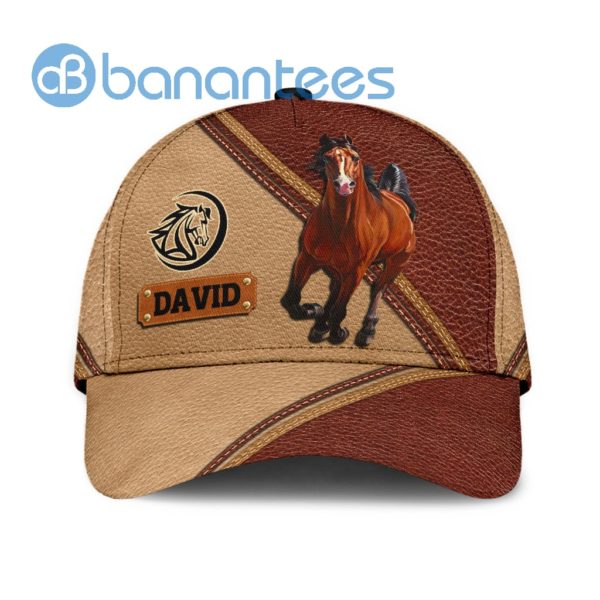 Personalized Name Love Horse Leather Background All Over Printed 3D Cap Product Photo