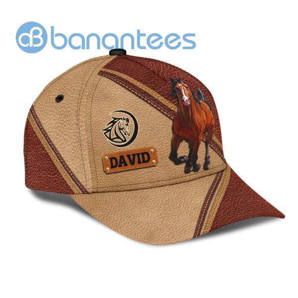 Personalized Name Love Horse Leather Background All Over Printed 3D Cap Product Photo