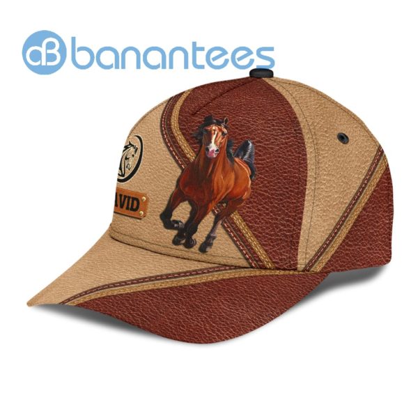 Personalized Name Love Horse Leather Background All Over Printed 3D Cap Product Photo