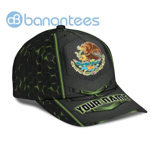 Personalized Name Mexico Black And Green Neon Light All Over Printed 3D Cap Product Photo