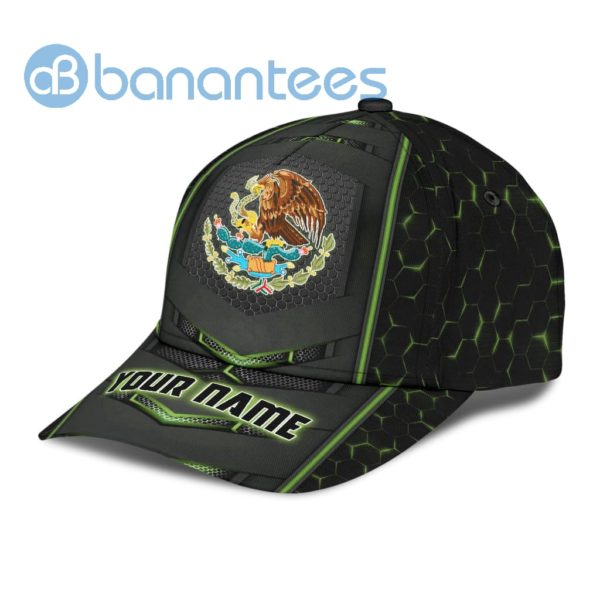 Personalized Name Mexico Black And Green Neon Light All Over Printed 3D Cap Product Photo